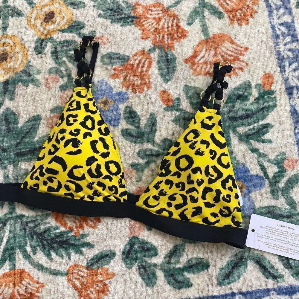 Bahimi bikini top leopard NWT Small